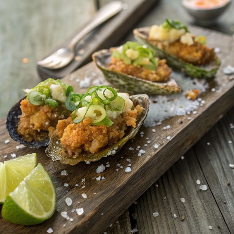 Веганское угощение с морским акцентом: мидии из грибов и вакамэ